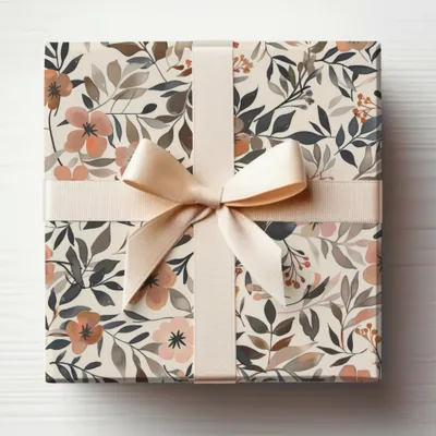 Elegant Floral Gift Wrap With Stylish Bow Design