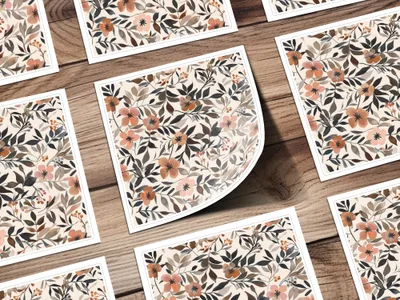 Floral Pattern with Orange Flowers Print Art Poster