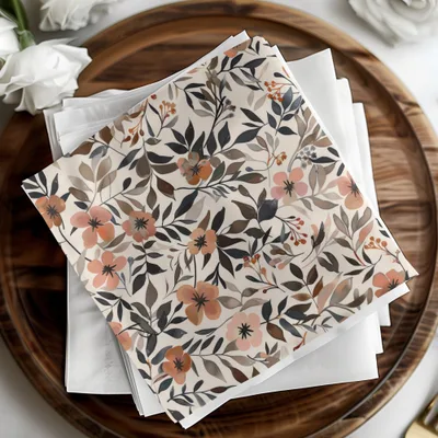 Floral Pattern with Leaves Design Napkin Set
