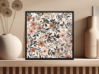 Elegant Floral Pattern with Muted Tones Art Print
