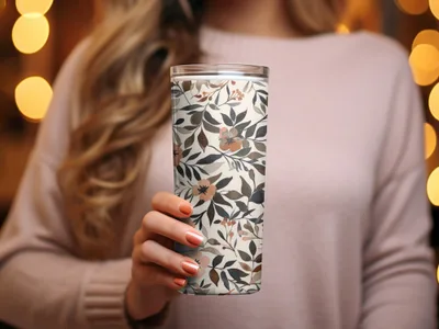Elegant Floral Pattern Insulated Tumbler for Beverages