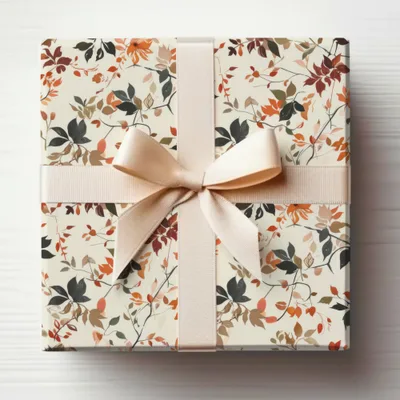 Elegant Floral Gift Box with Cream Ribbon Decoration