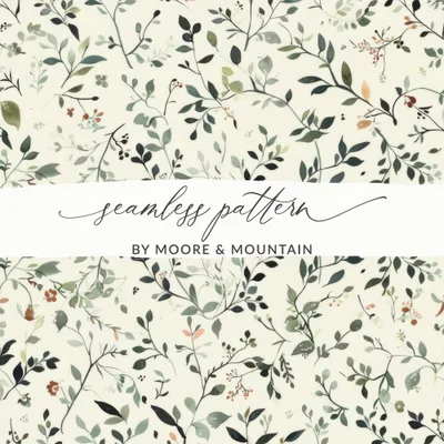 Modern Wildflowers Light Purple and Sage Green Digital