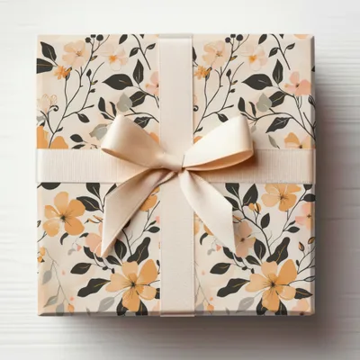 Elegant Floral Gift Wrapping with Bow Design