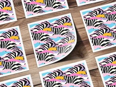 Vibrant Multicolor Zebra Print Pattern Sticker Product
