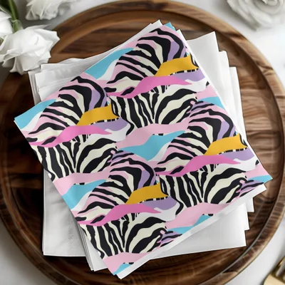 Colorful Abstract Zebra Print Pattern Napkin Set