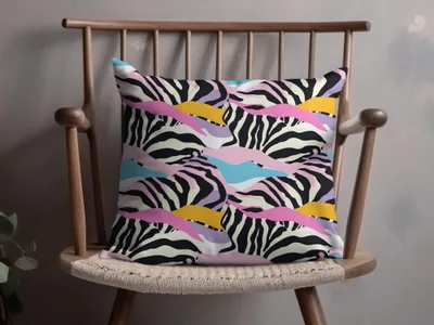 Vibrant Zebra Stripes Pattern Throw Pillow Cushion Decor