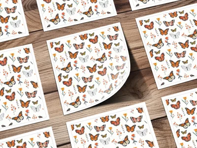 Monarch Butterfly Digital Seamless Pattern, Floral Bugs Print, Orange Butterfly Paper, Spring Flower Texture, Commercial Use Digital - Moore and Mountain