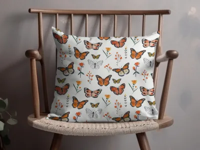 Monarch Butterfly Digital Seamless Pattern, Floral Bugs Print, Orange Butterfly Paper, Spring Flower Texture, Commercial Use Digital - Moore and Mountain