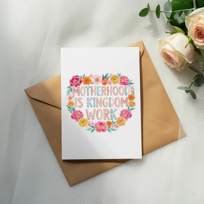 Motherhood Is Kingdom Work PNG Digital Download, Christian Mom Floral Sublimation Design, Faith Based Mother's Day Watercolor Art Printable