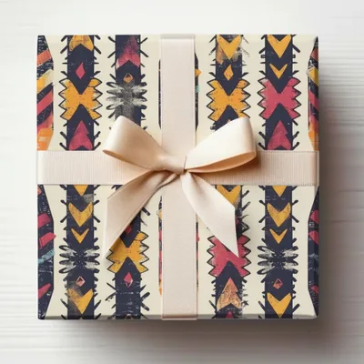 Geometric Pattern Gift Box with Elegant Ribbon