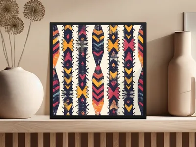 Abstract Geometric Pattern Framed Wall Art Décor