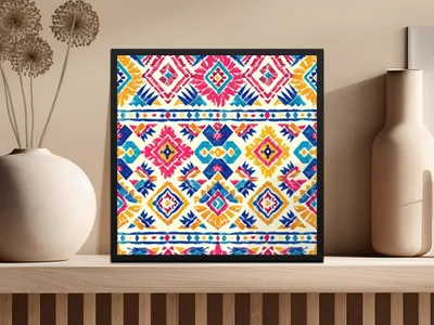 Colorful Geometric Pattern Framed Wall Art Decor