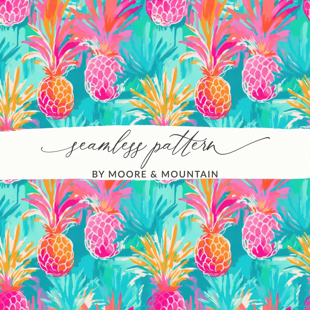 Bright Pineapple Tropical Seamless Pattern Design