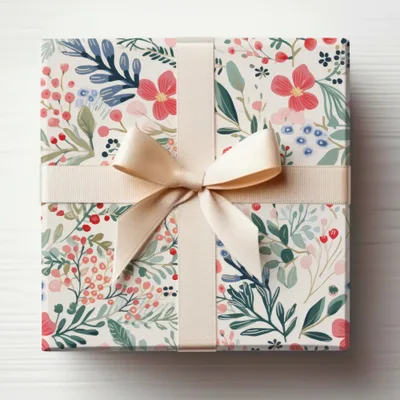 Beautiful Floral Gift Wrap with Bow Decoration