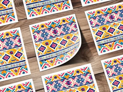 Vibrant Geometric Pattern Sticker Sheets for Crafting