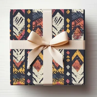 Vibrant Geometric Pattern Gift Box With Ribbon