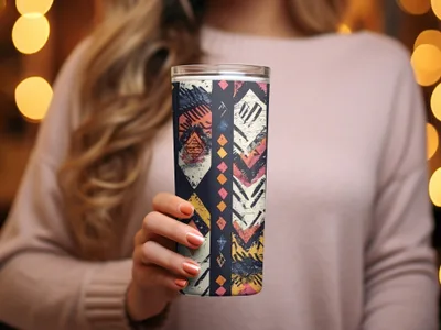 Vibrant Geometric Pattern Insulated Tumbler Product