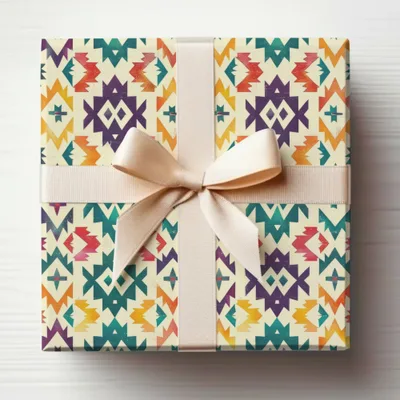 Colorful Geometric Pattern Gift Box with Ribbon