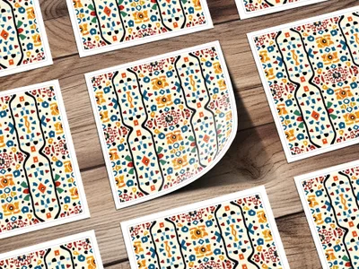 Abstract Geometric Pattern Vibrant Sticker Set