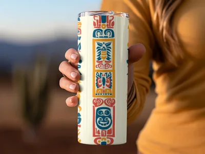 Colorful Tribal Pattern Insulated Travel Tumbler Product
