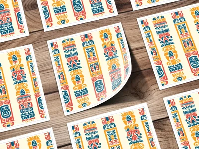 Colorful Abstract Tribal Art Print Sticker