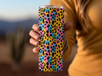 Vibrant Colorful Leopard Print Travel Tumbler