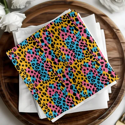 Bright Multicolor Leopard Animal Print Napkin Set Product