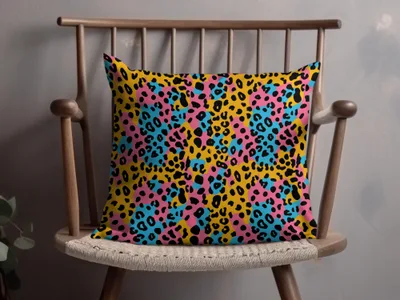 Vibrant Multicolored Leopard Print Decorative Pillow