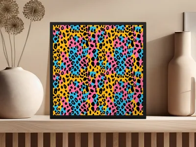 Vibrant Multicolored Leopard Print Wall Art Decor