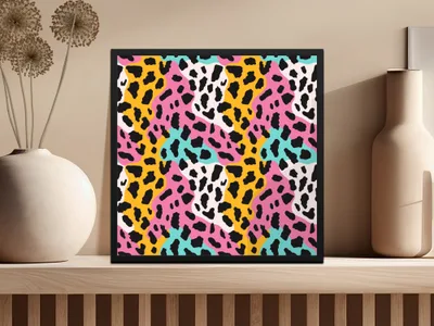 Colorful Abstract Leopard Print Wall Art Decor