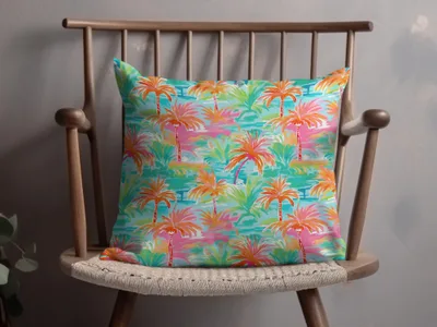 Colorful Tropical Palm Trees Decorative Pillow Product