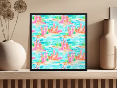 Colorful Fantasy Castle Landscape Art Print
