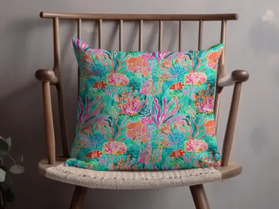 Colorful Underwater Coral Reef Pattern Pillow product