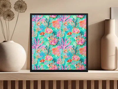Colorful Underwater Scene Wall Art for Home Decor