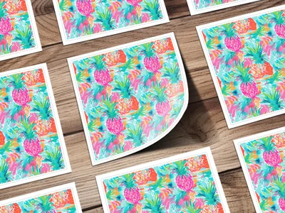 Vibrant Tropical Pineapple Art Print pattern product