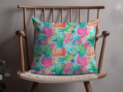 Colorful Pineapple Print Tropical Cushion Pillow