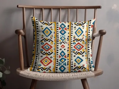 Colorful Geometric Tribal Design Cushion Pillow