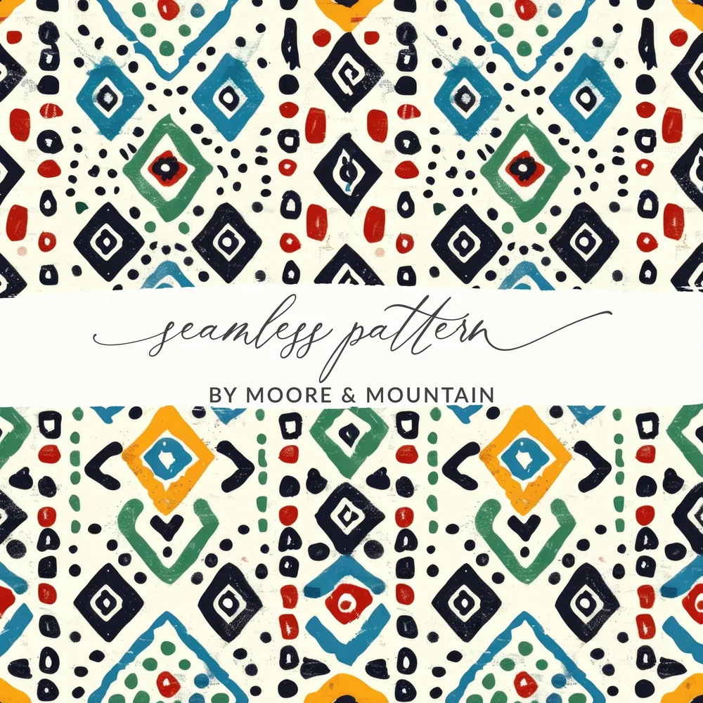 Vibrant Geometric Seamless Pattern Design by Moore & Mountain