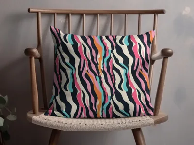 Colorful Abstract Stripe Pattern Throw Pillow