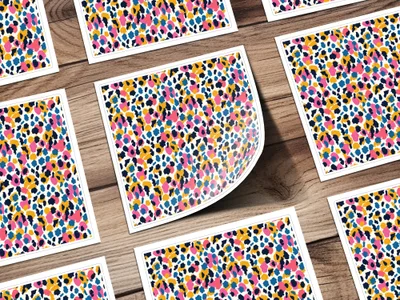 Vibrant Abstract Multicolored Leopard Print Sticker Set
