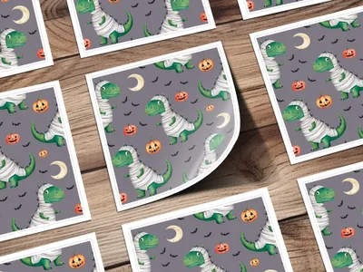 Mummy Dinosaur Watercolor Floral Pattern - Moore and Mountain