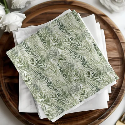 Elegant Green Leaf Patterned Decorative Paper Product