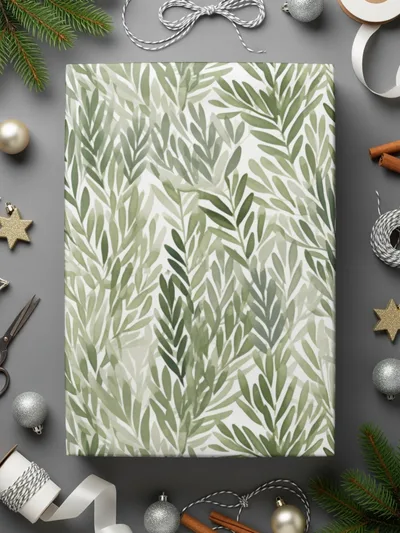 Botanical Leaf Patterned Wrapping Paper Gift Wrap