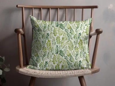 Green and White Leaf Pattern Decorative Pillow Product