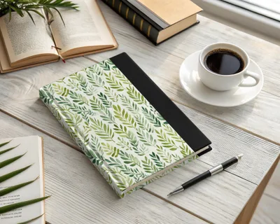 Green Leaf Pattern Hardcover Journal Notebook