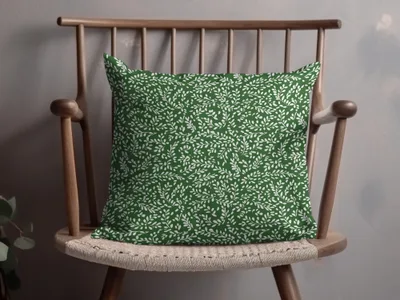 Green and White Leaf Pattern Decorative Pillow Cover