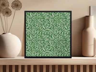 Green and White Botanical Pattern Decorative Artwork
