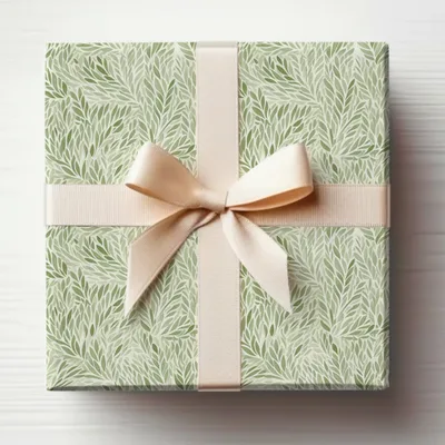 Elegant Green Leaf Patterned Gift Wrap Coordination