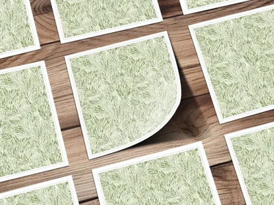 Botanical Leaf Pattern Green and White Sticker Sheets